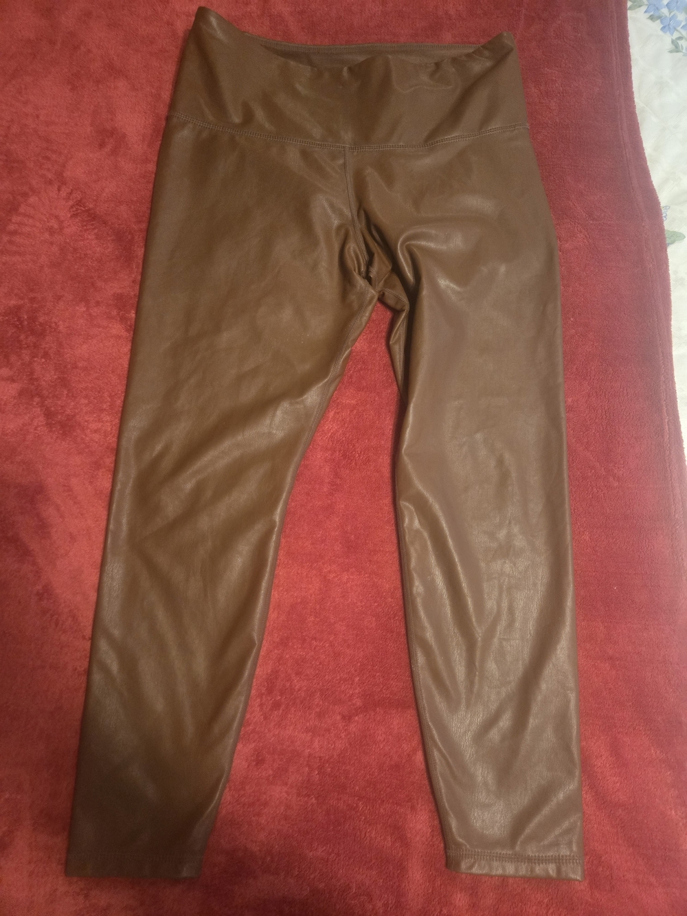 Brown Faux Leather Womens Leggings